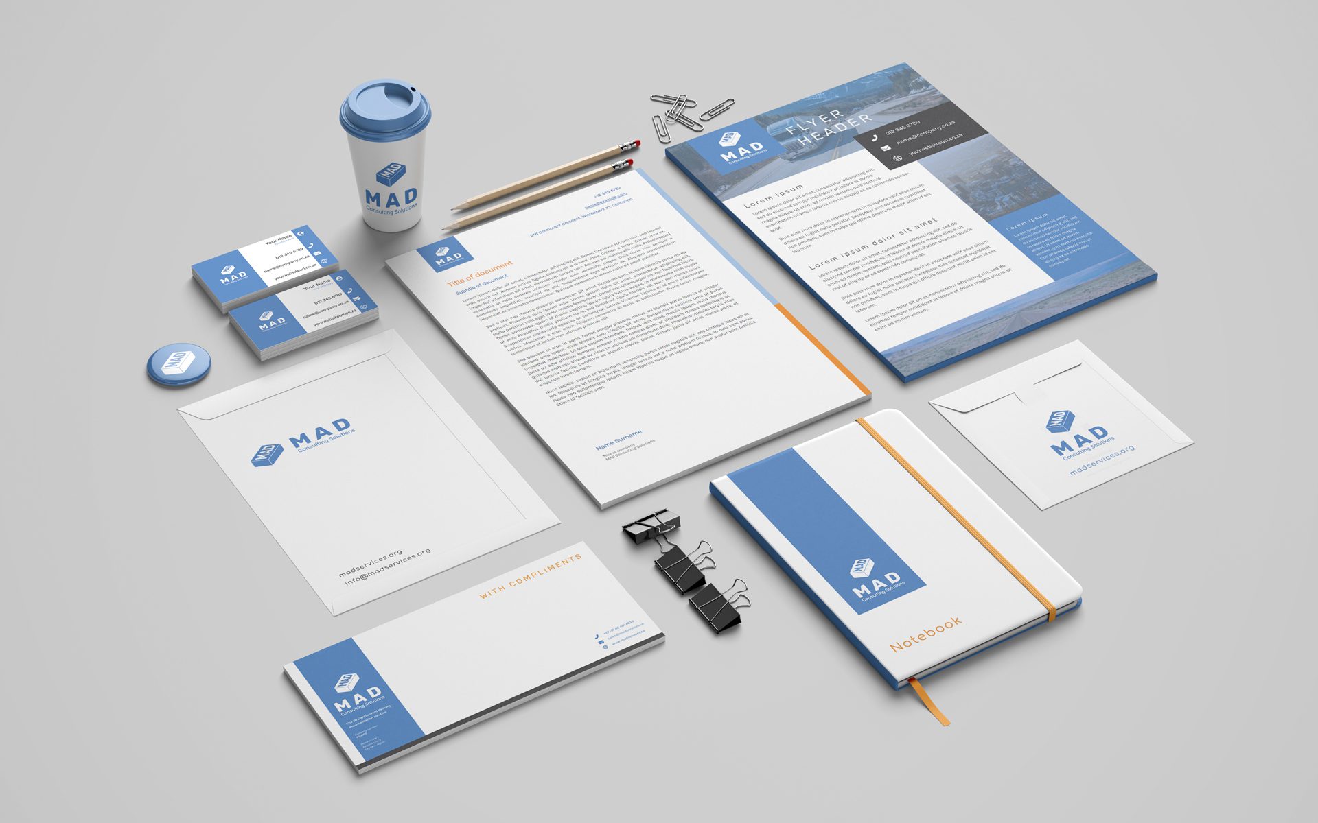 Mad Consulting Solutions Stationery 1point3creative