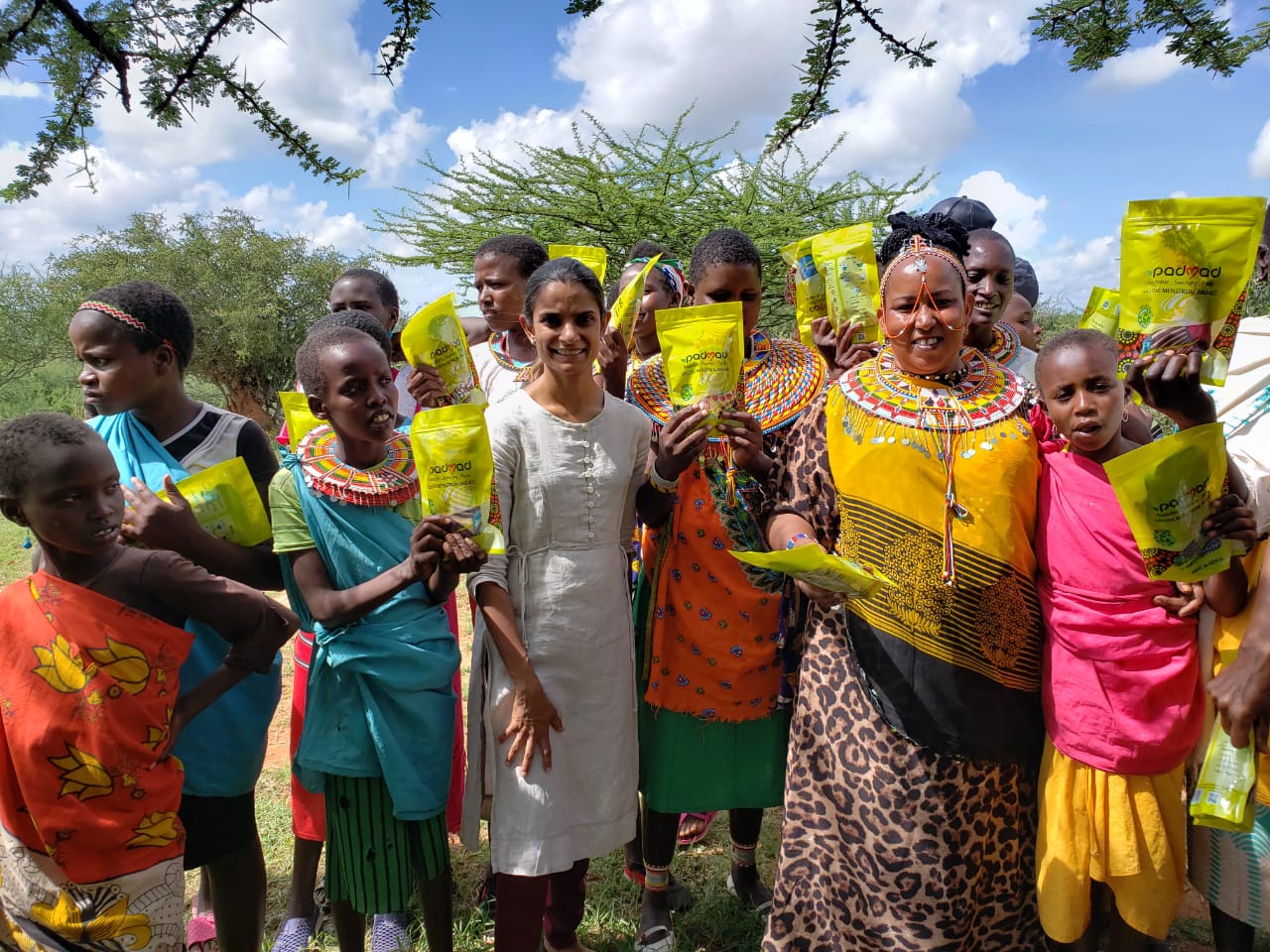 Kenya group of girls charity sanitary pads