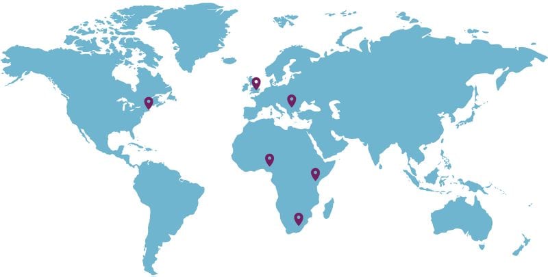 world map of our locations. contact details